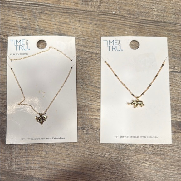 2 Time and Tru Gold Minimalist Necklace Collection - Picture 1 of 5